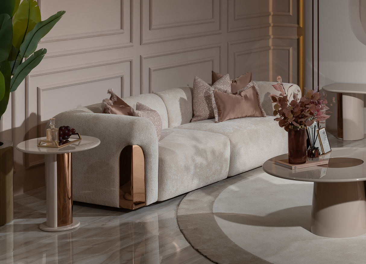 Opulenze Cream and Rose Gold Living Room Set from Luna Luxury - Luna Furniture
