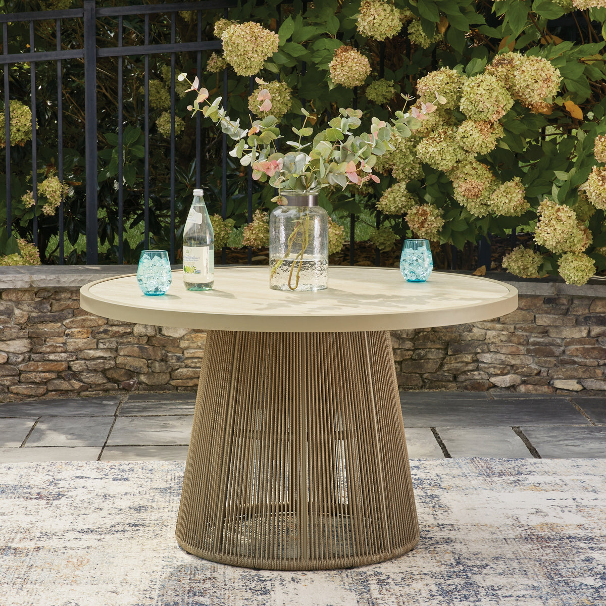 Ashley Orchard Beach Beige Outdoor Dining Table – Luna Furniture