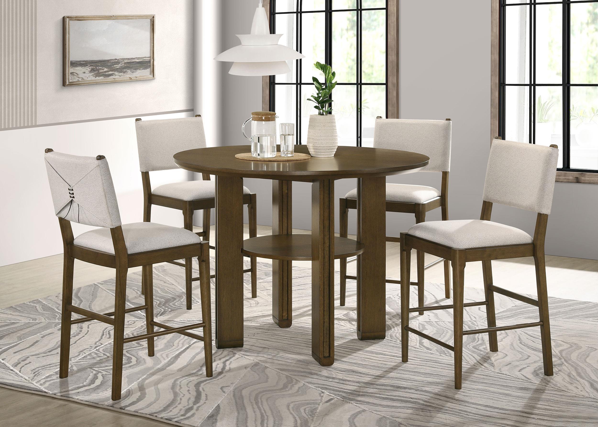 Coaster Ottowa Brown 5-piece Round Wood Counter Height Dining Room