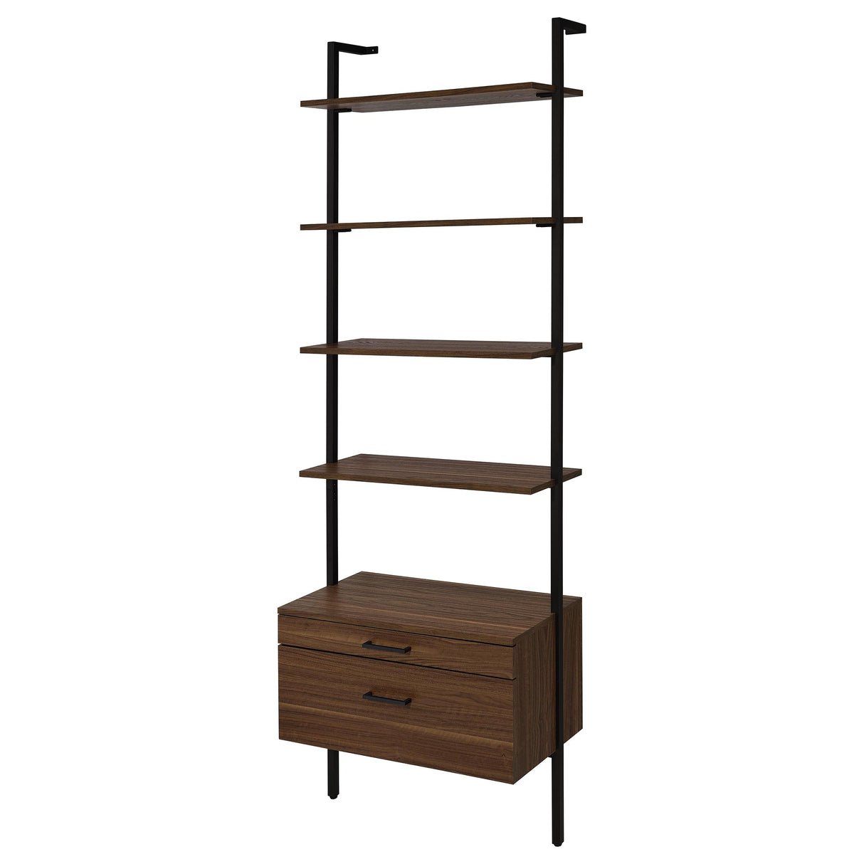Owens Walnut 31-inch 4-Shelf Storage Wall Bookshelf from Coaster - Luna Furniture