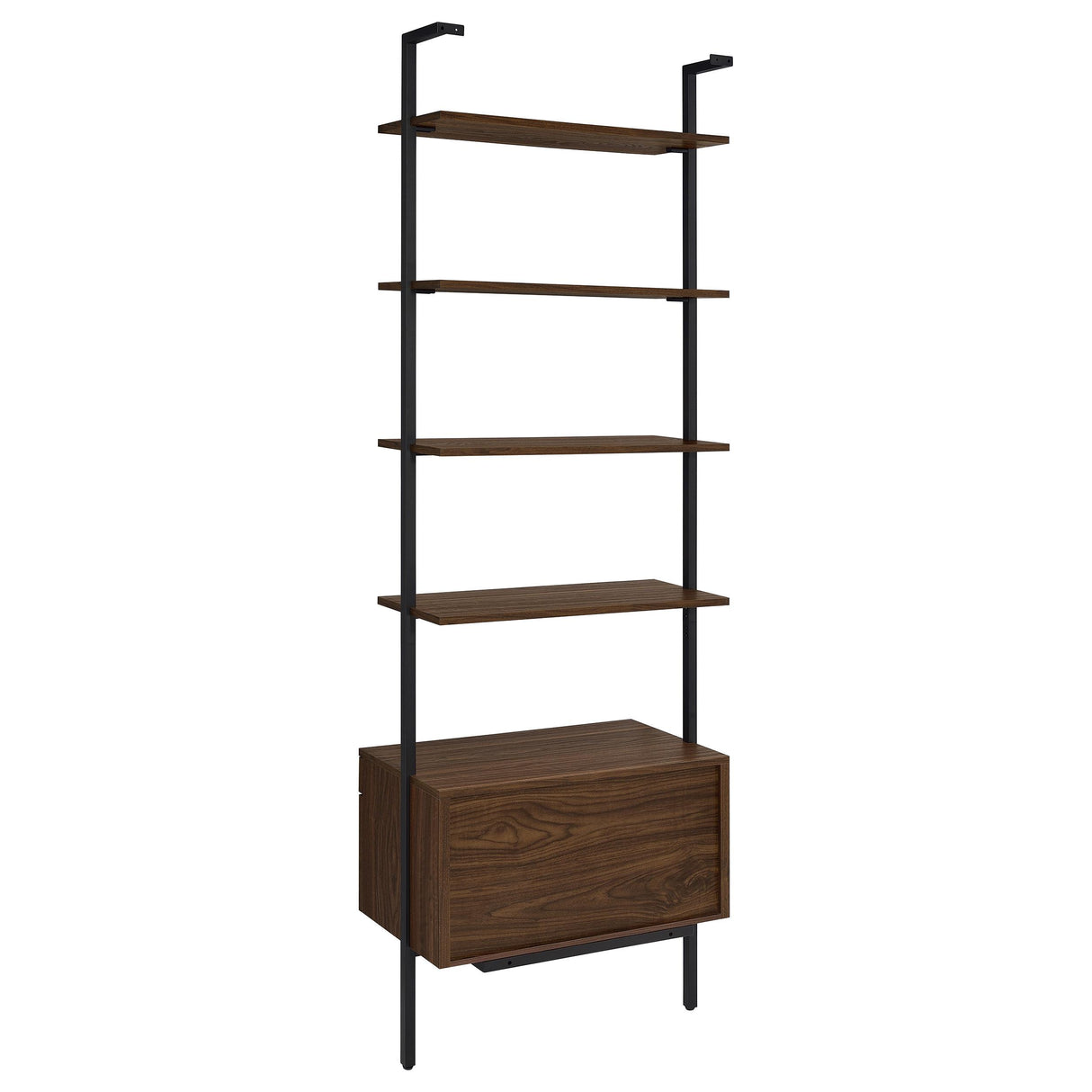 Owens Walnut 31-inch 4-Shelf Storage Wall Bookshelf from Coaster - Luna Furniture