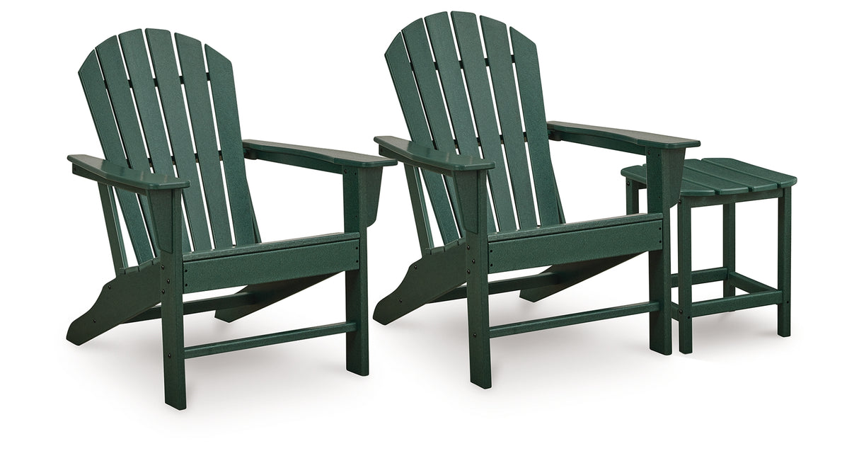 Sundown Shores 2 Adirondack Chairs with End table in Green from Ashley Furniture - Luna Furniture