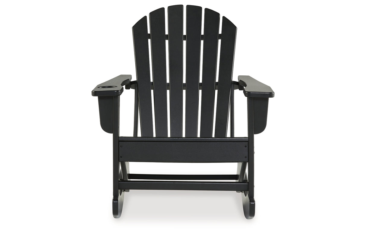 Sundown Treasure Black Outdoor Rocking Chair from Ashley - Luna Furniture