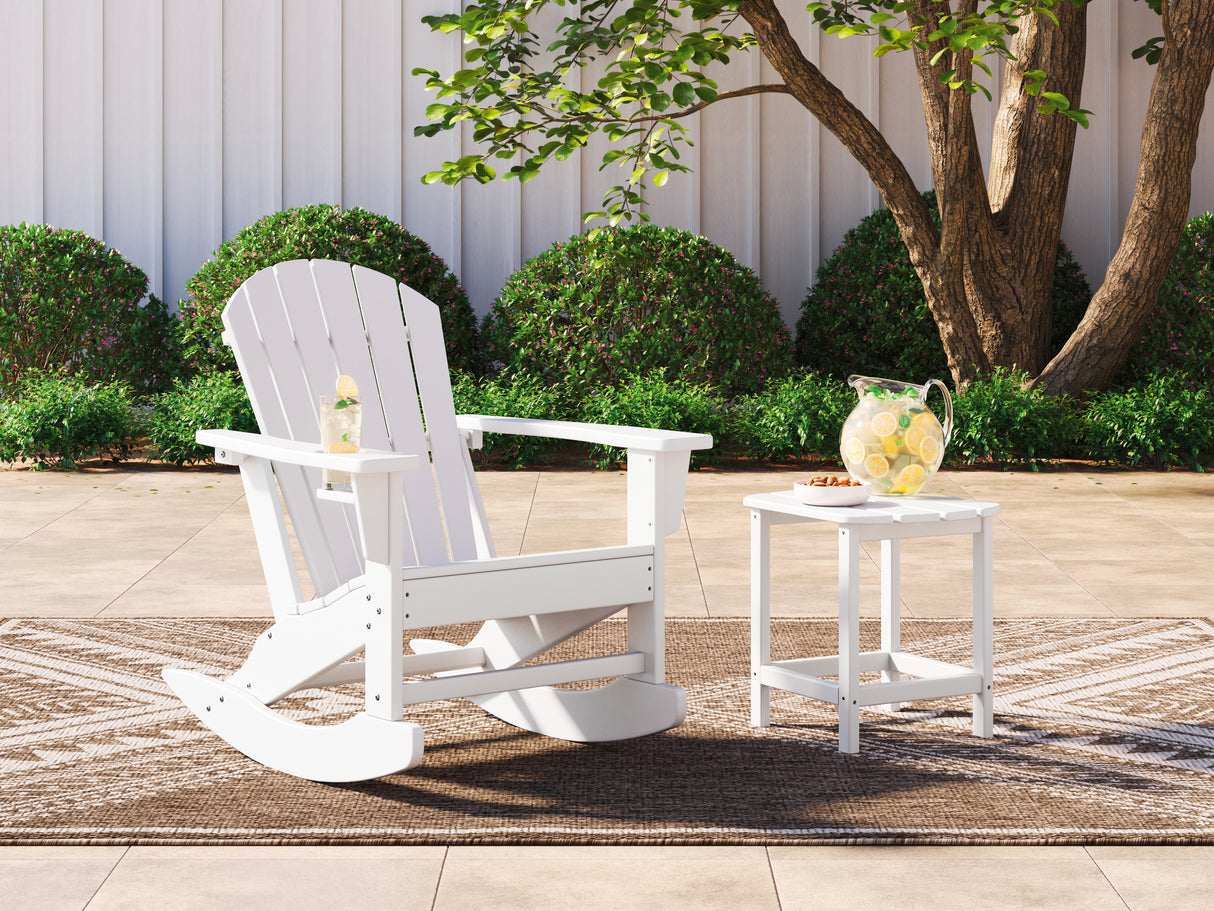 Sundown Treasure Outdoor Chair with End Table in White from Ashley - Luna Furniture