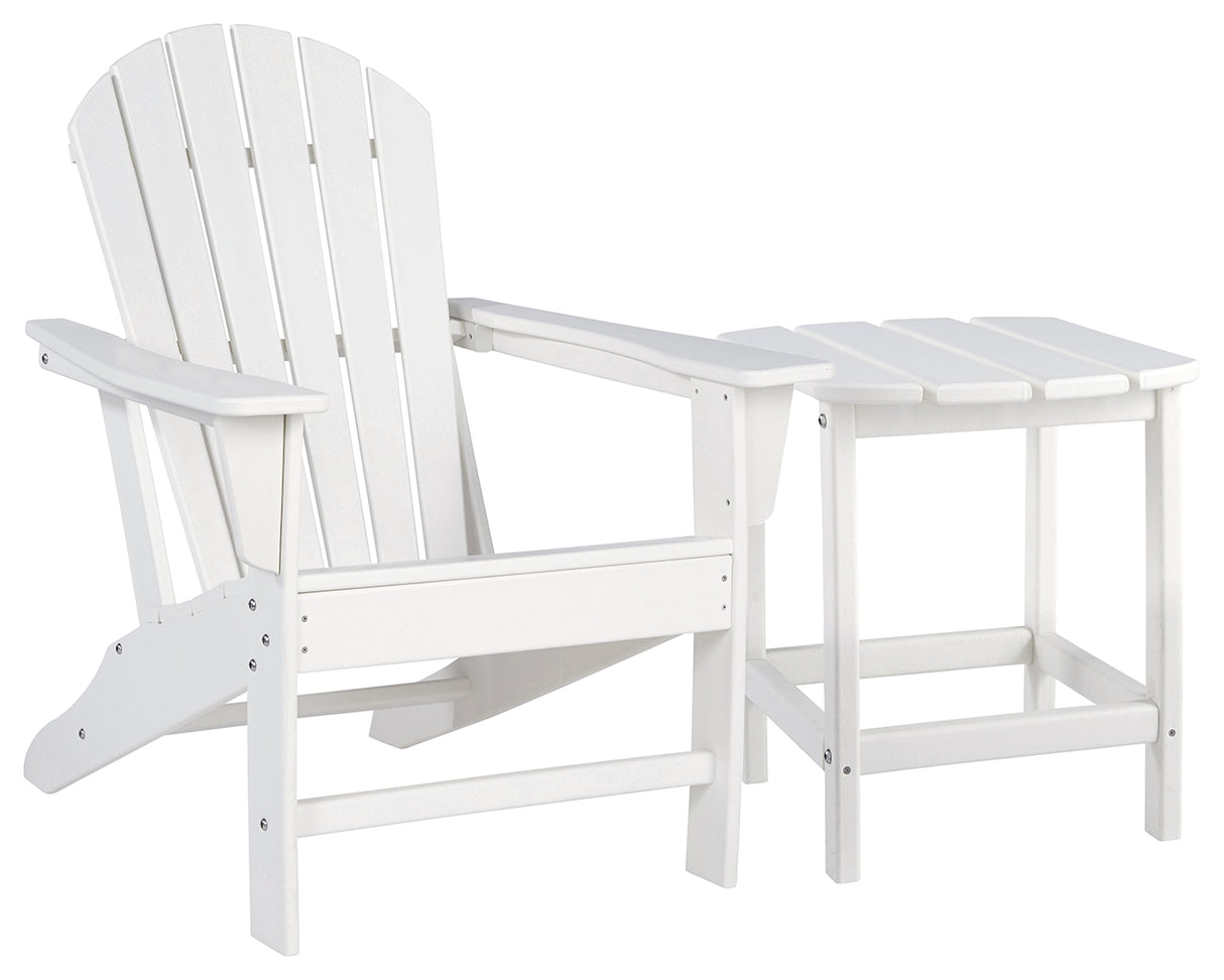 Sundown Treasure White Adirondack Chair with End Table from Ashley - Luna Furniture
