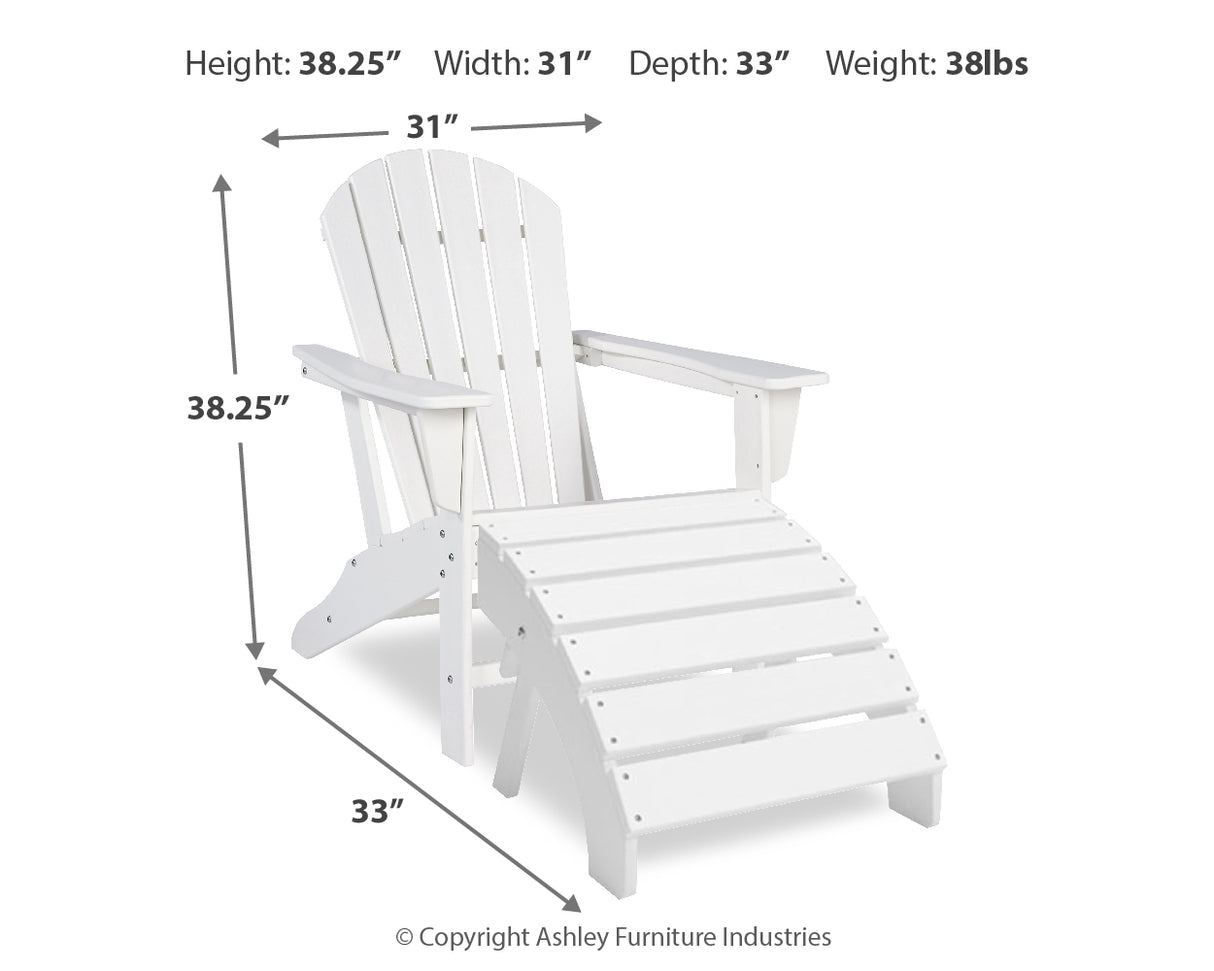Sundown Treasure White Adirondack Chair with End Table from Ashley - Luna Furniture