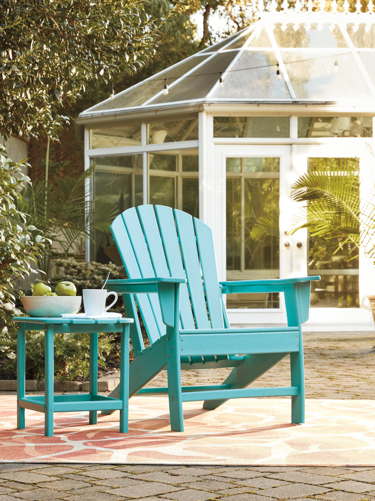 Sundown Treasure Outdoor Chair with End Table in Turquoise from Ashley - Luna Furniture