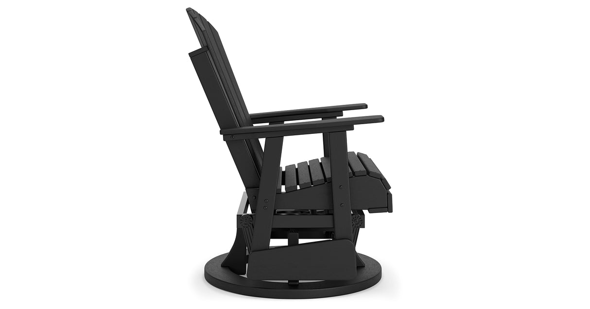 Hyland wave Black Outdoor Swivel Glider Chair from Ashley - Luna Furniture
