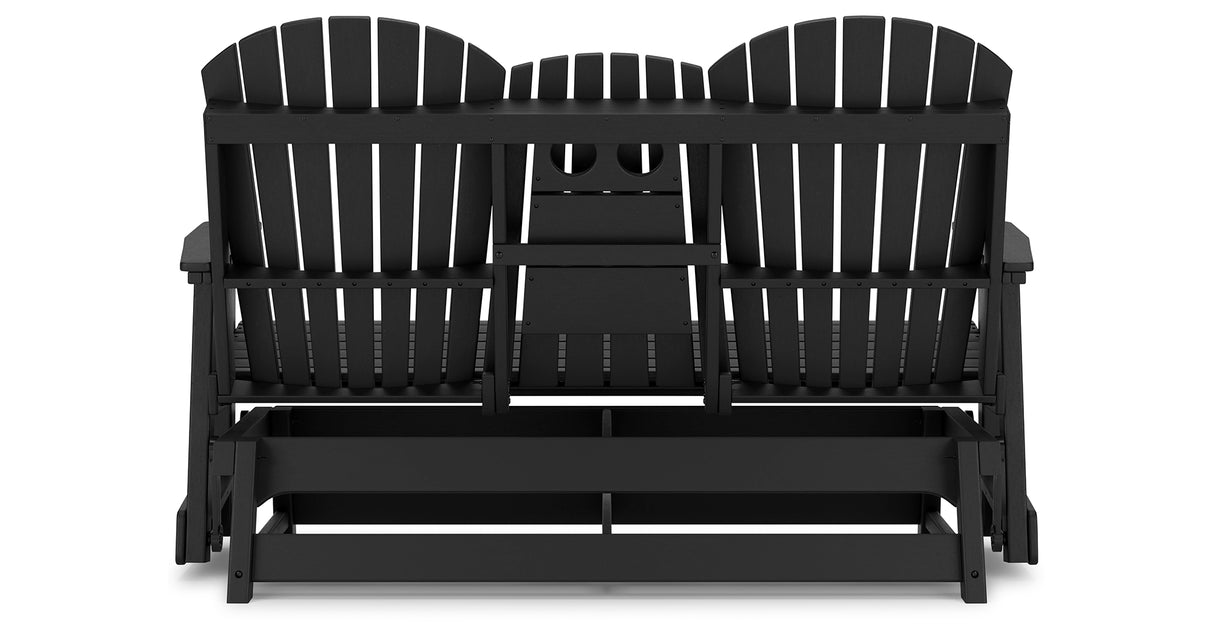 Hyland wave Black Outdoor Glider Loveseat from Ashley - Luna Furniture