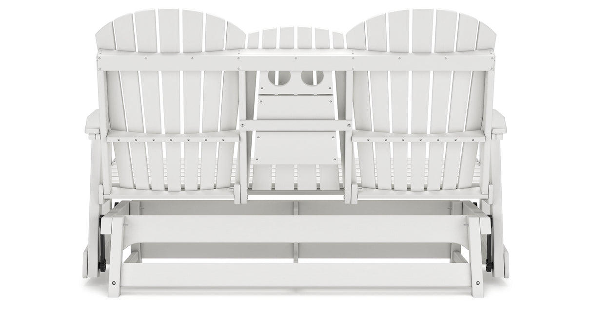 Hyland wave White Outdoor Glider Loveseat from Ashley Furniture - Luna Furniture
