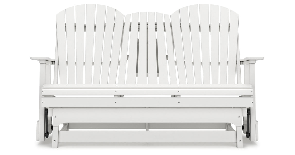 Hyland wave White Outdoor Glider Loveseat from Ashley Furniture - Luna Furniture