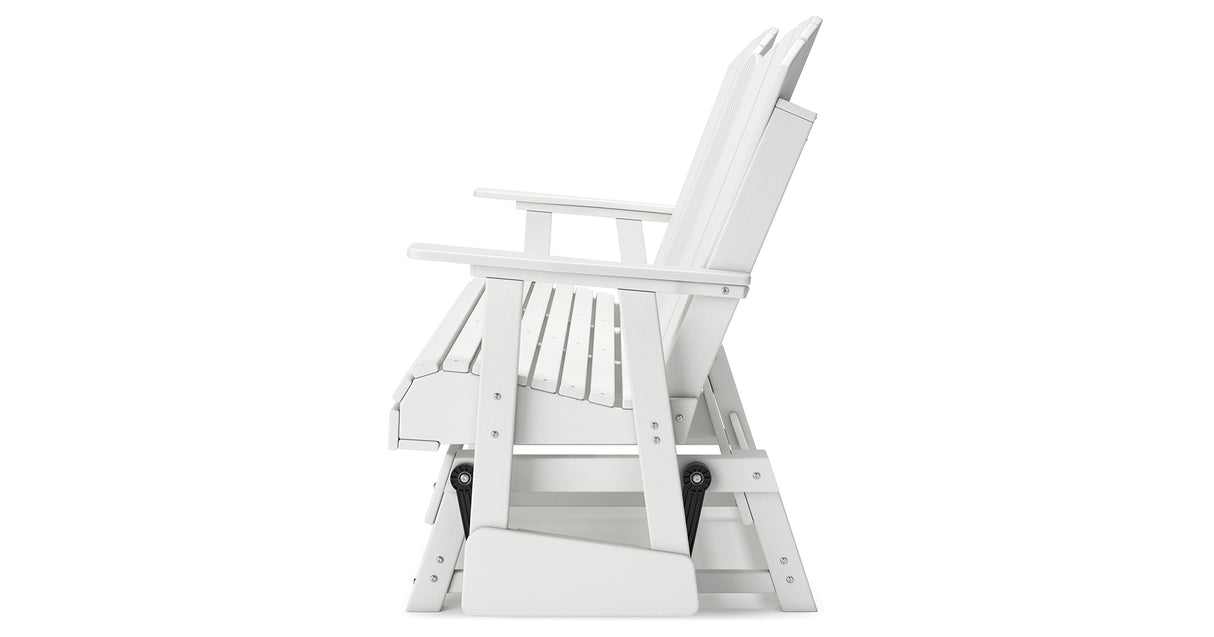 Hyland wave White Outdoor Glider Loveseat from Ashley Furniture - Luna Furniture