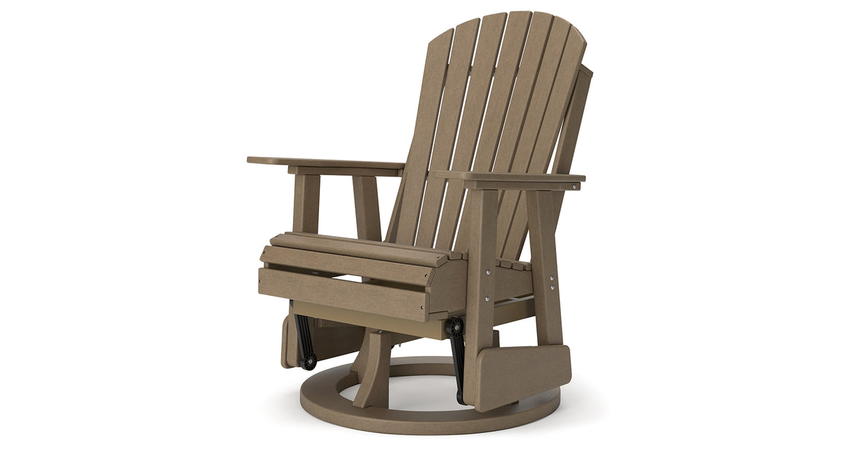 Hyland wave Driftwood Outdoor Swivel Glider Chair from Ashley Furniture - Luna Furniture