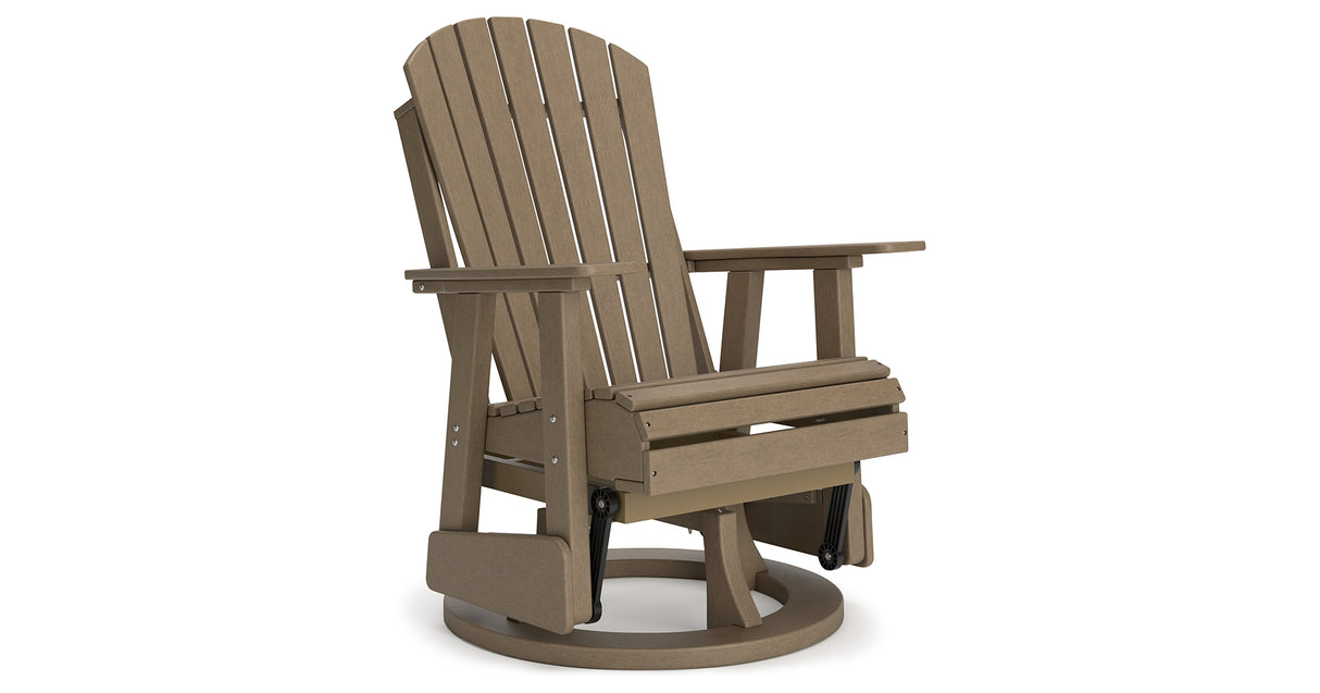 Hyland wave Driftwood Outdoor Swivel Glider Chair from Ashley Furniture - Luna Furniture