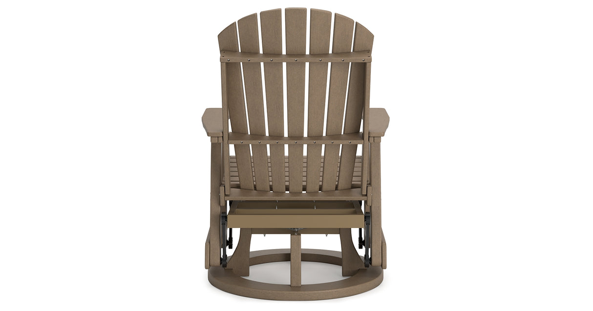 Hyland wave Driftwood Outdoor Swivel Glider Chair from Ashley Furniture - Luna Furniture