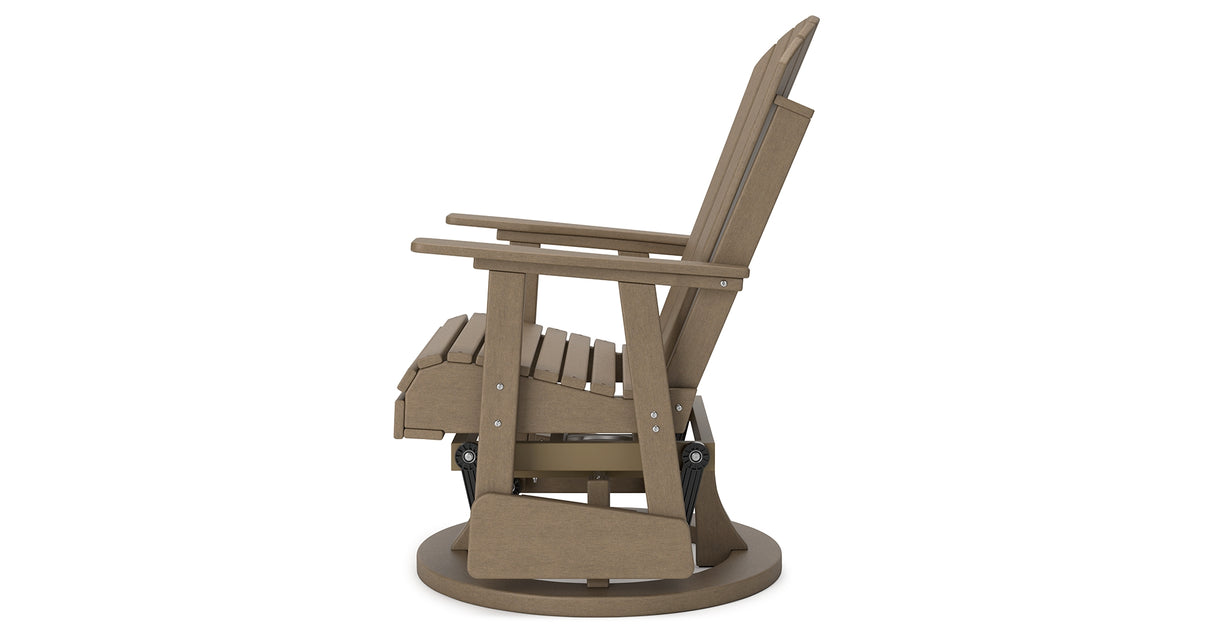 Hyland wave Driftwood Outdoor Swivel Glider Chair from Ashley Furniture - Luna Furniture
