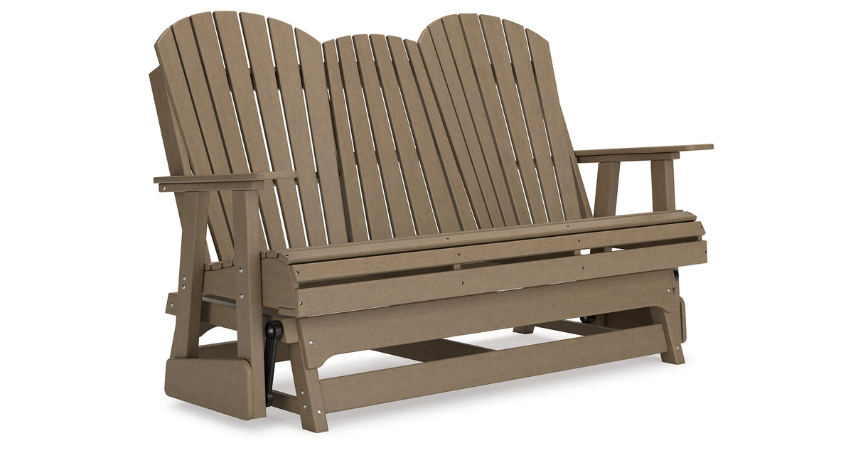 Hyland wave Driftwood Outdoor Glider Loveseat from Ashley Furniture - Luna Furniture