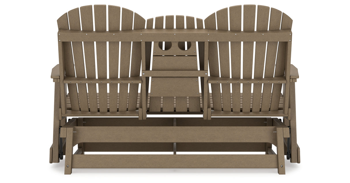 Hyland wave Driftwood Outdoor Glider Loveseat from Ashley Furniture - Luna Furniture