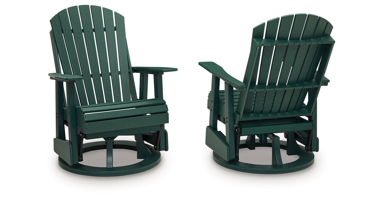 Shell Beach Green Outdoor Swivel Glider Chair from Ashley Furniture - Luna Furniture