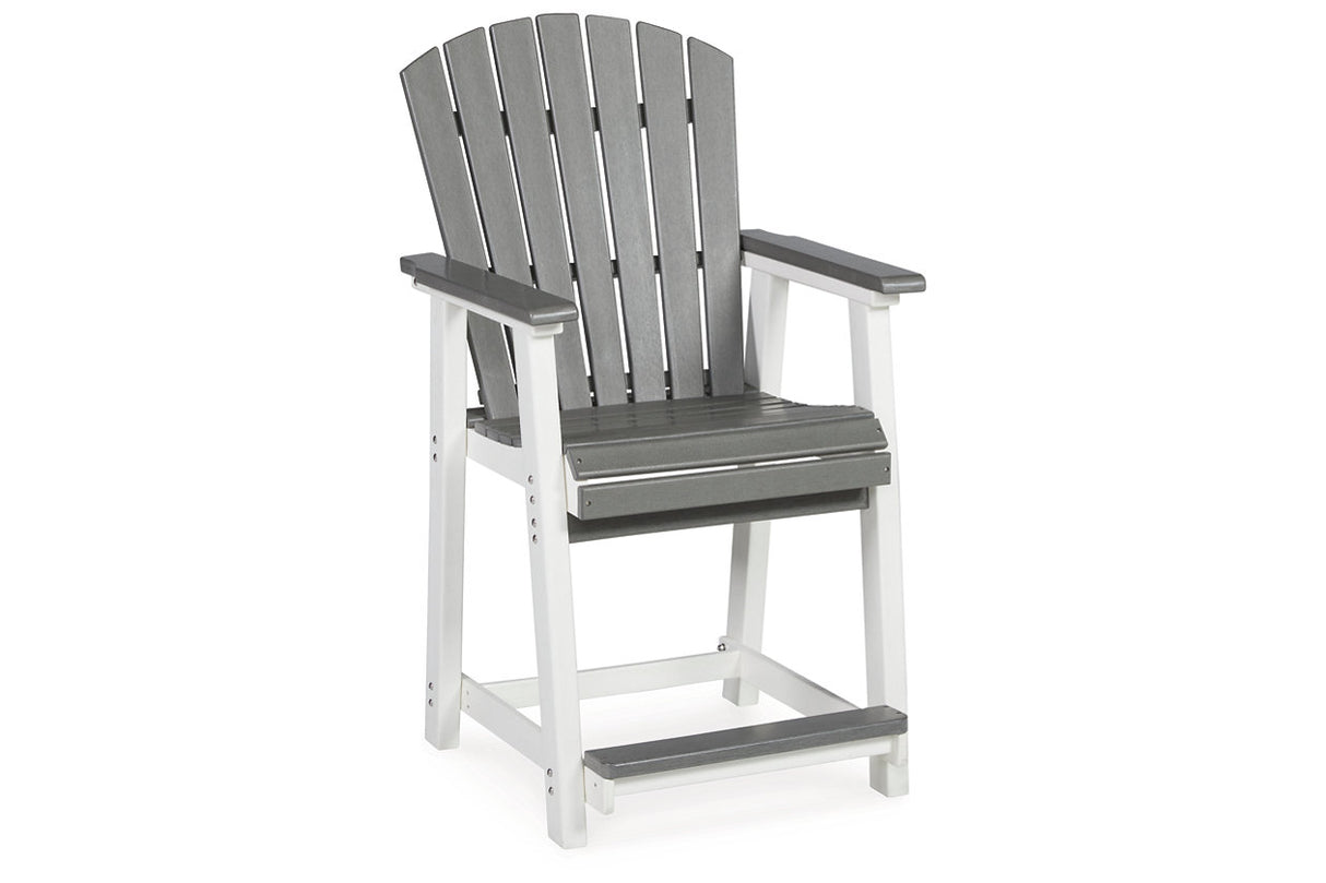 Transville Gray/White Outdoor Counter Height Dining Table with 4 Barstools from Ashley - Luna Furniture