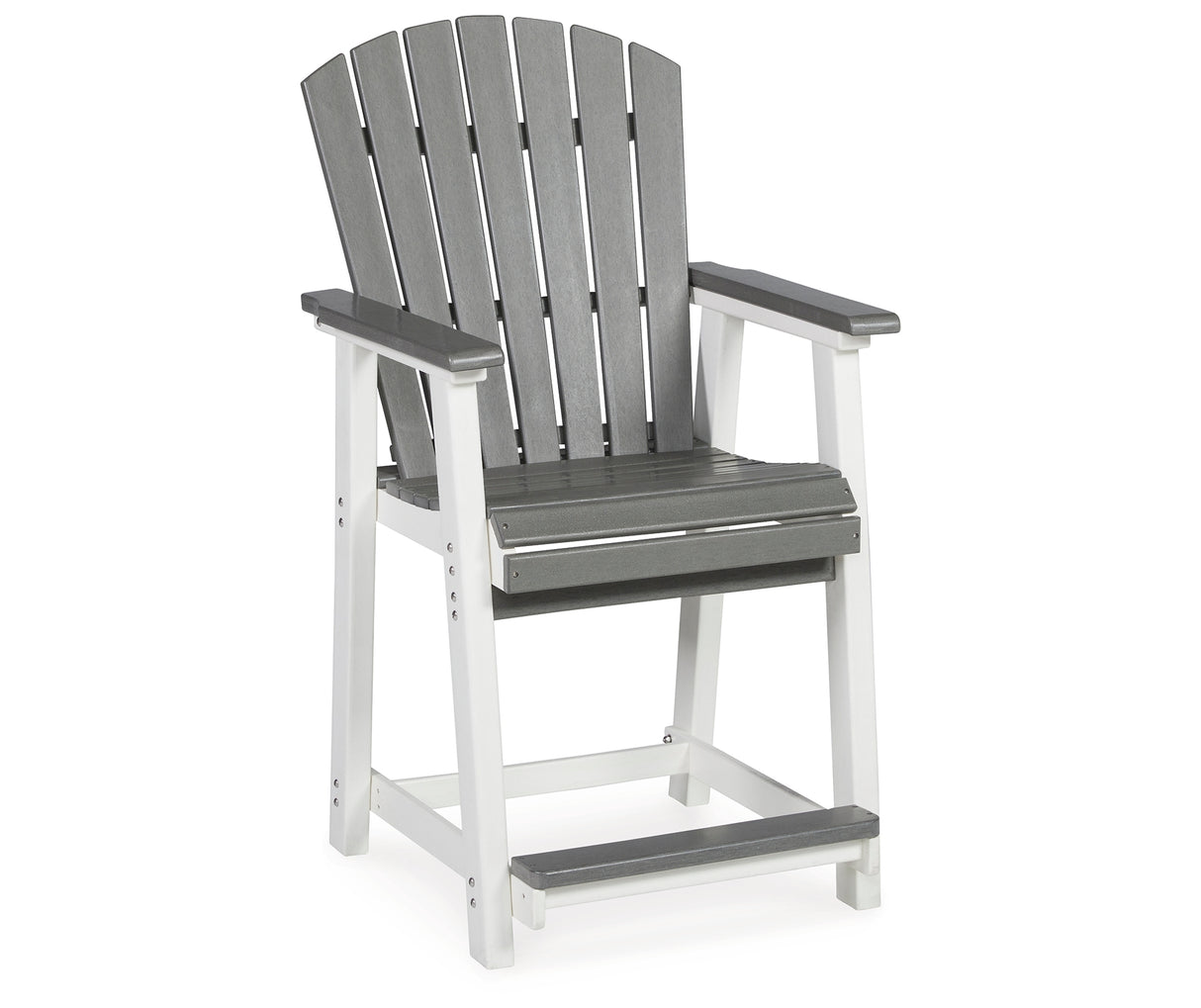 Transville Outdoor Counter Height Dining Table and 4 Barstools in Gray/White from Ashley - Luna Furniture