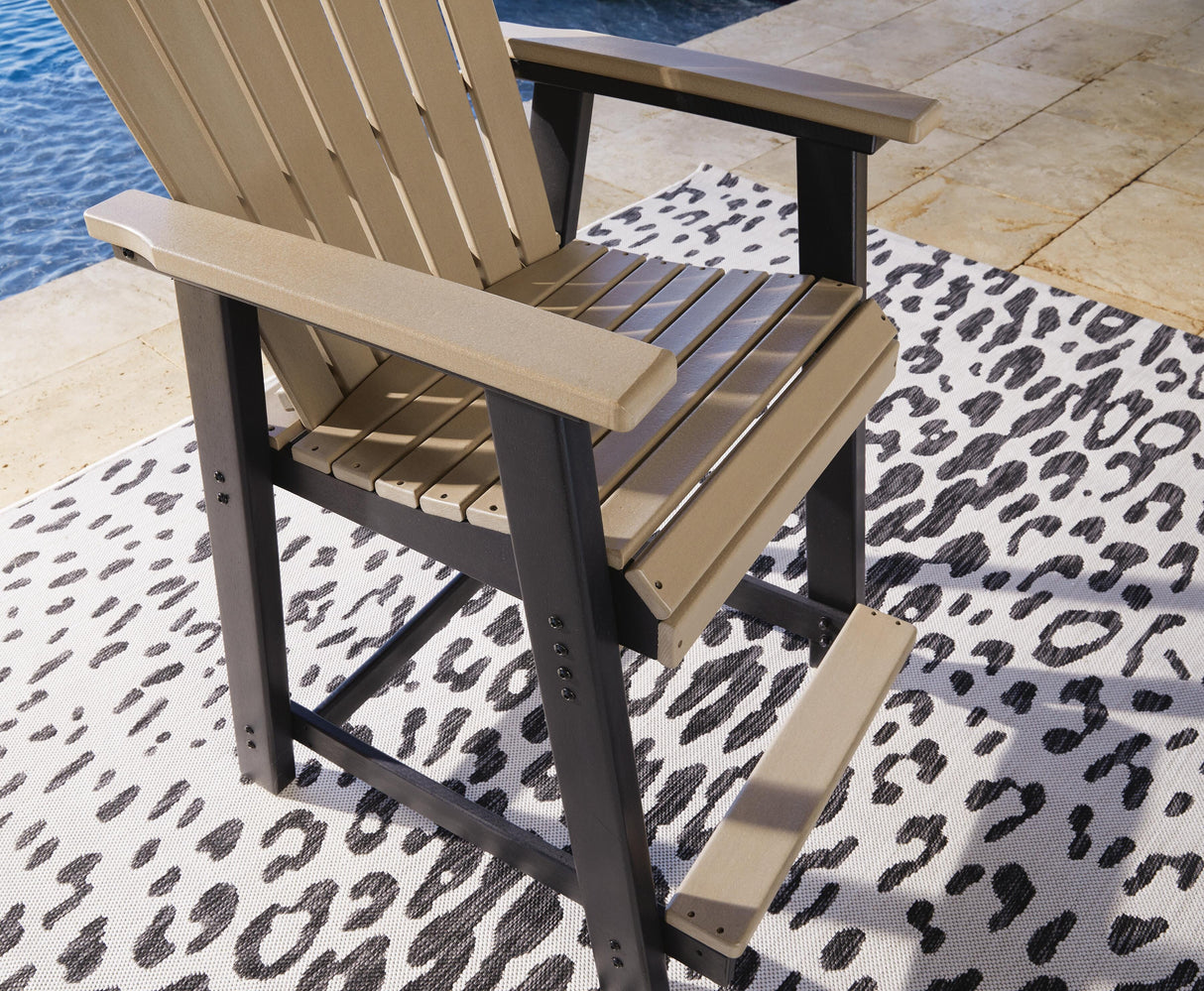 Fairen Trail Black/Driftwood Outdoor Counter Height Barstool from Ashley Furniture - Luna Furniture