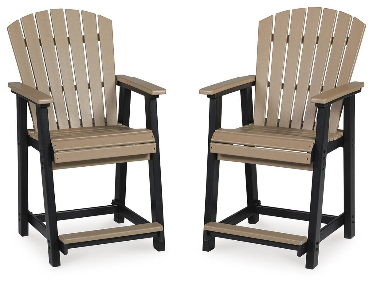Fairen Trail Black/Driftwood Outdoor Counter Height Barstool from Ashley Furniture - Luna Furniture