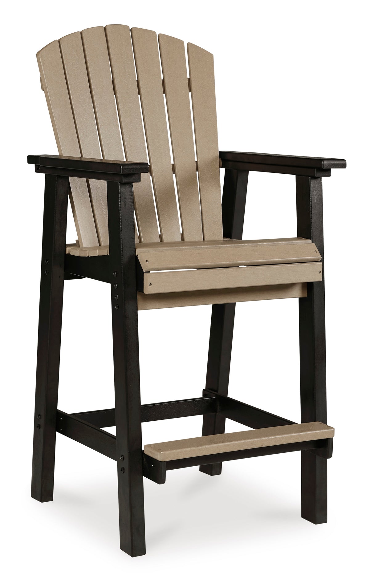 Fairen Trail Black/Driftwood Outdoor Counter Height Dining Table with 2 Barstools from Ashley Furniture - Luna Furniture