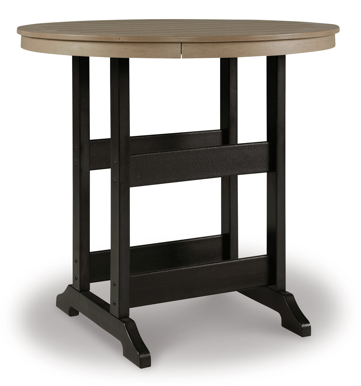 Fairen Trail Black/Driftwood Outdoor Counter Height Dining Table with 2 Barstools from Ashley Furniture - Luna Furniture