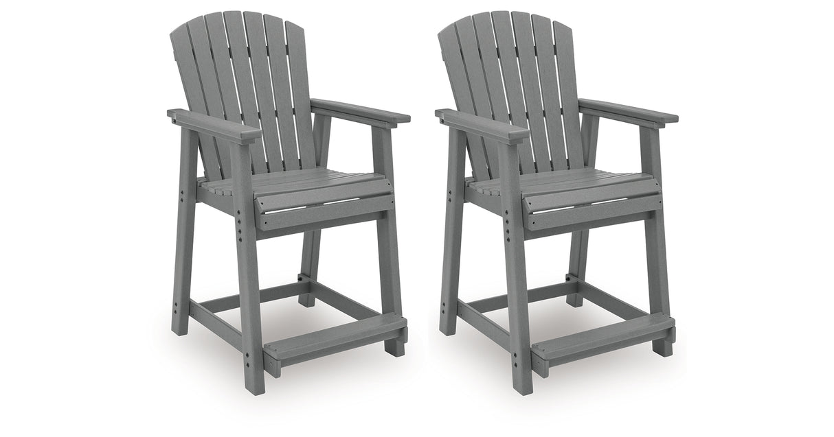 Sanctuary Beach Dark Gray Outdoor Counter Height Bar Stool (Set of 2) from Ashley Furniture - Luna Furniture