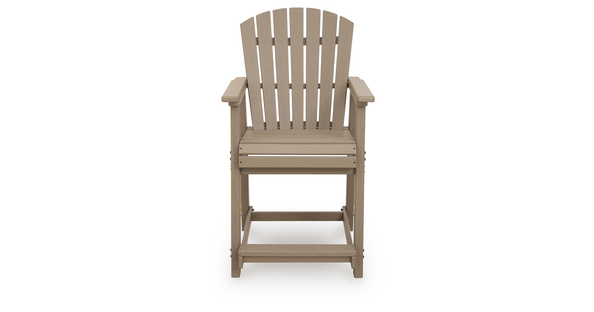 Seacliff Beach Medium Brown Outdoor Counter Height Bar Stool (Set of 2) from Ashley Furniture - Luna Furniture