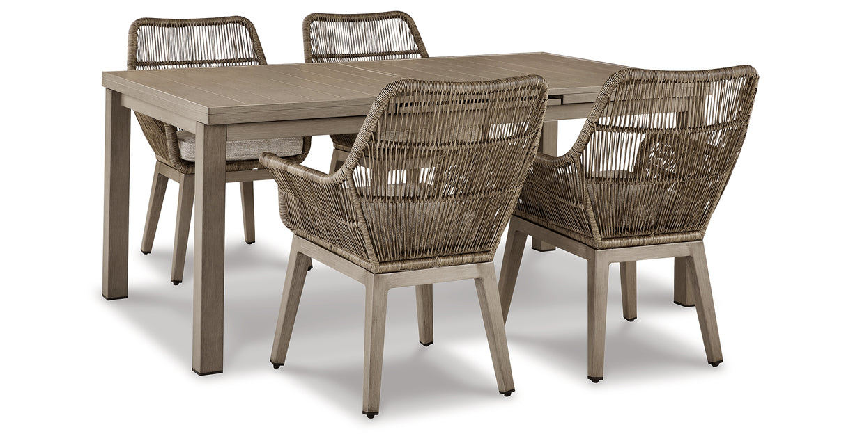 Beach Front Outdoor Dining Table and 4 Chairs in Beige from Ashley - Luna Furniture