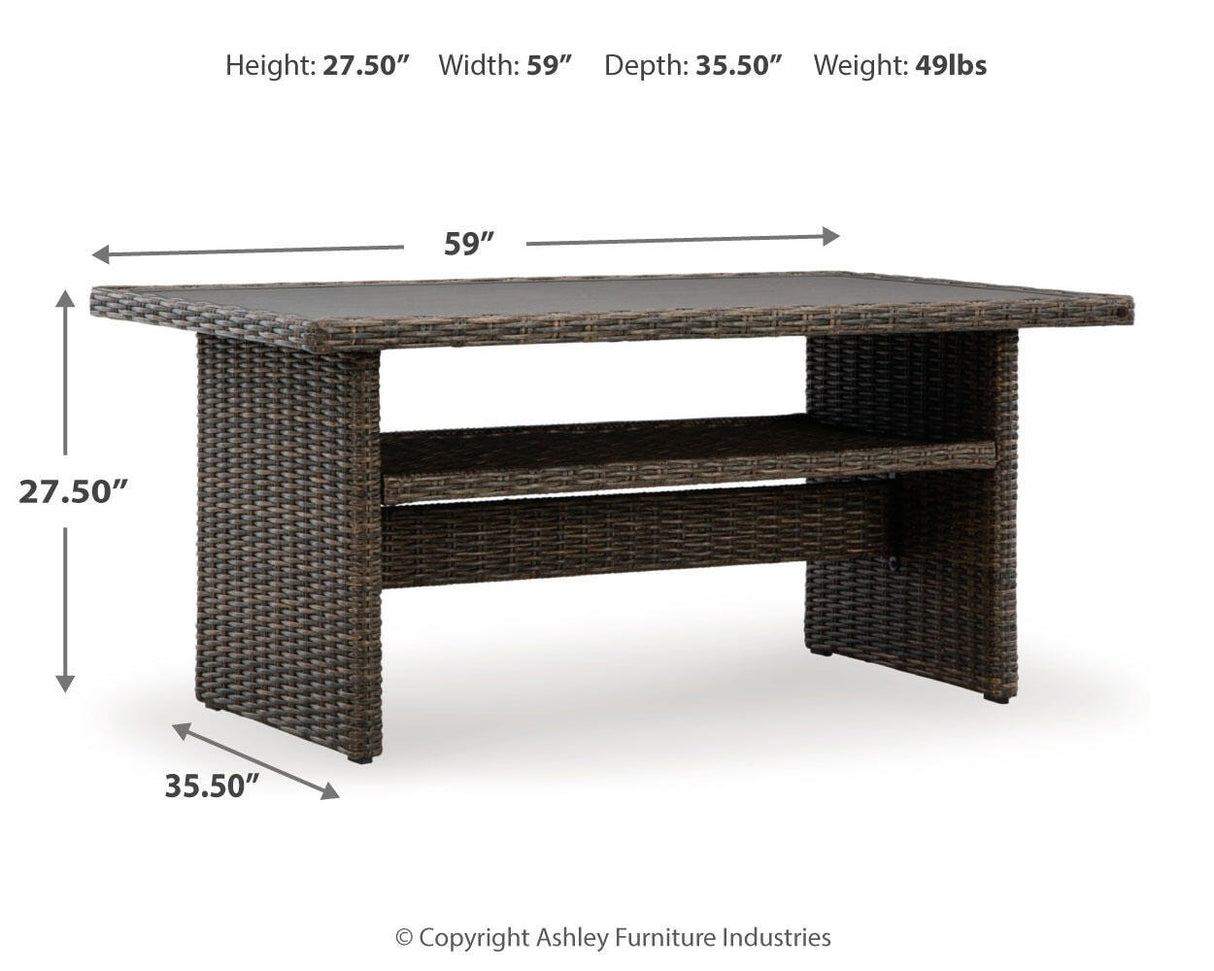 Brook Ranch Brown Outdoor Sectional Set with Lounge Chair and Coffee Table from Ashley - Luna Furniture