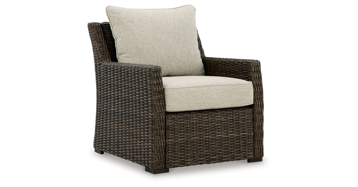 Brook Ranch Brown Outdoor Lounge Chair with Cushion from Ashley Furniture - Luna Furniture