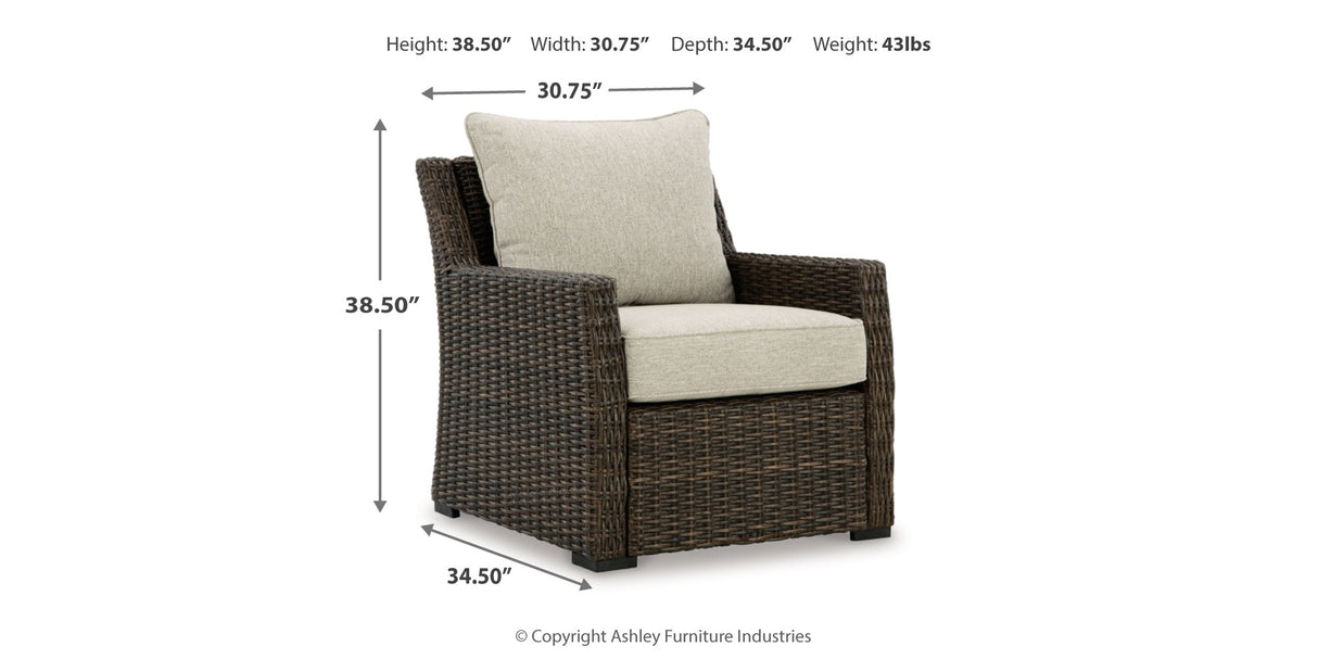 Brook Ranch Brown Outdoor Sectional Set with Lounge Chair and Coffee Table from Ashley - Luna Furniture
