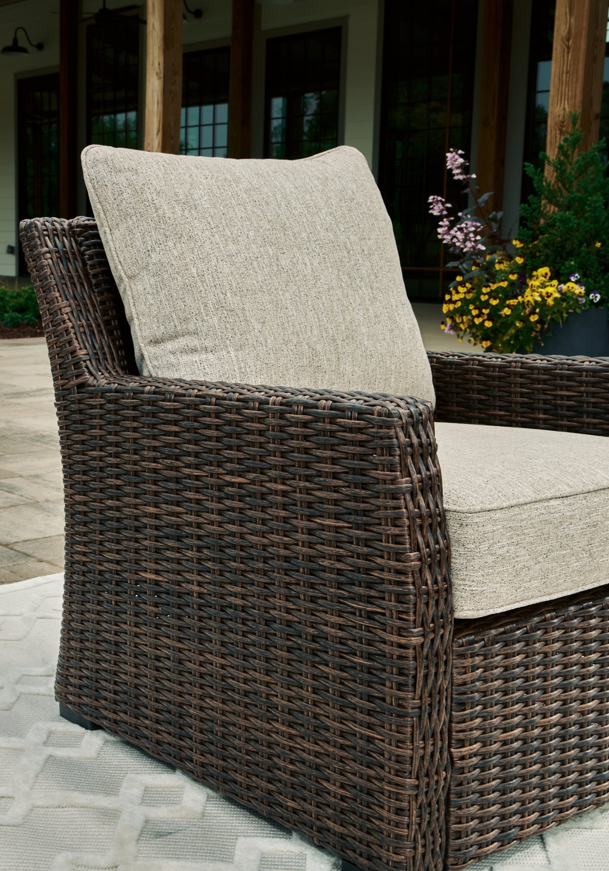 Brook Ranch Brown Outdoor Sectional Set with Lounge Chair and Coffee Table from Ashley - Luna Furniture