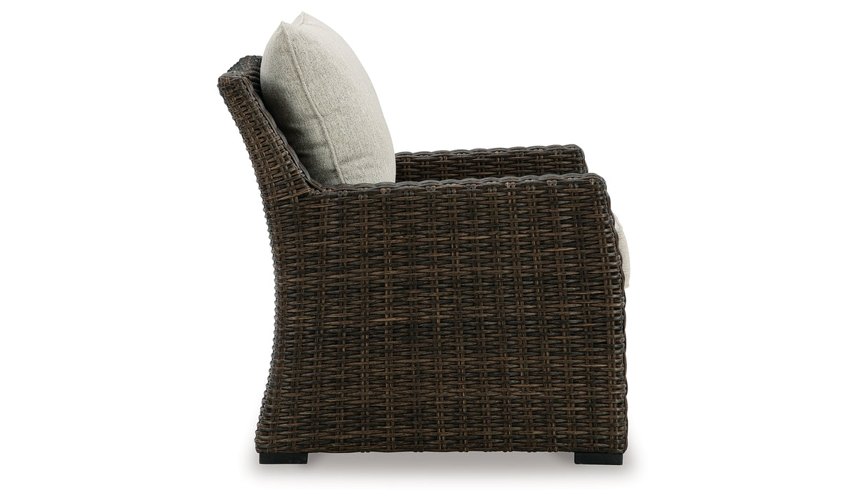 Brook Ranch Brown Outdoor Sectional Set with Lounge Chair and Coffee Table from Ashley - Luna Furniture