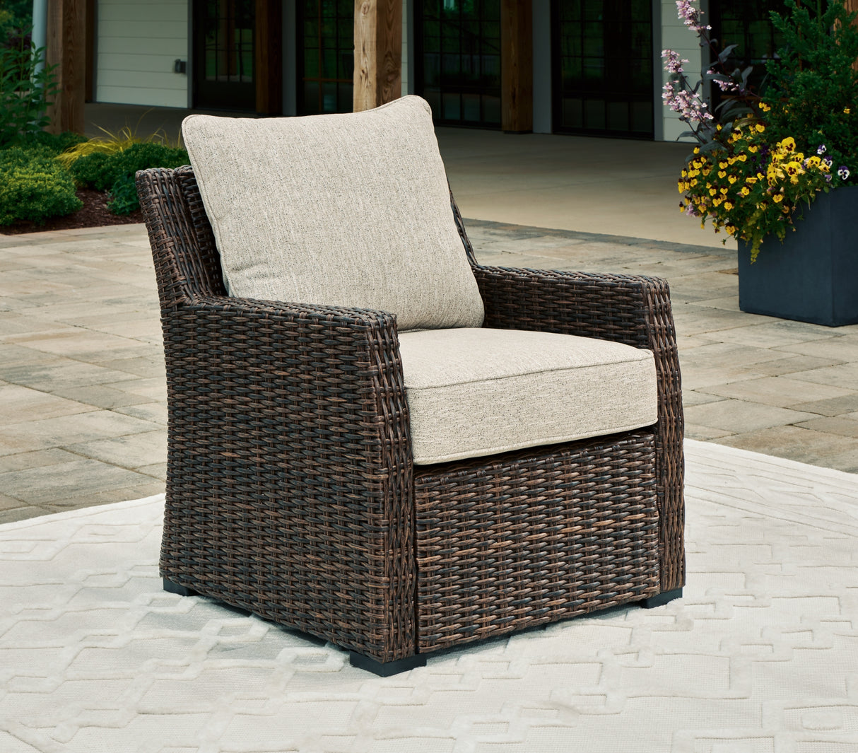 Brook Ranch Brown Outdoor Sectional Set with Lounge Chair and Coffee Table from Ashley - Luna Furniture