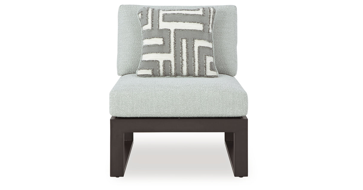 Beachloft 5-Piece Outdoor Sectional with Ottoman in Black/Gray from Ashley - Luna Furniture