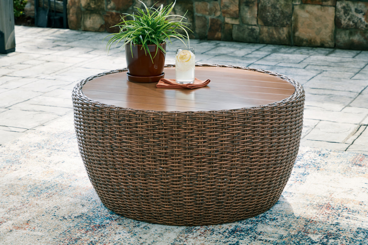 Double Point Beige Outdoor Seating Set from Ashley Furniture - Luna Furniture