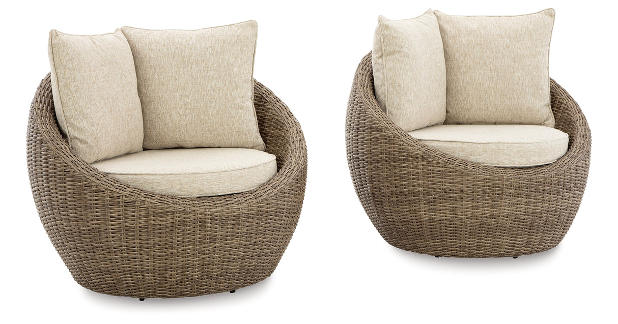 DANSON Beige Swivel Lounge with Cushion from Ashley Furniture - Luna Furniture