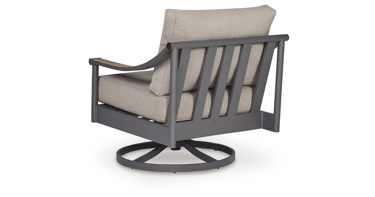 Ocean Beach Gray Outdoor Swivel Lounge with Cushion from Ashley Furniture - Luna Furniture