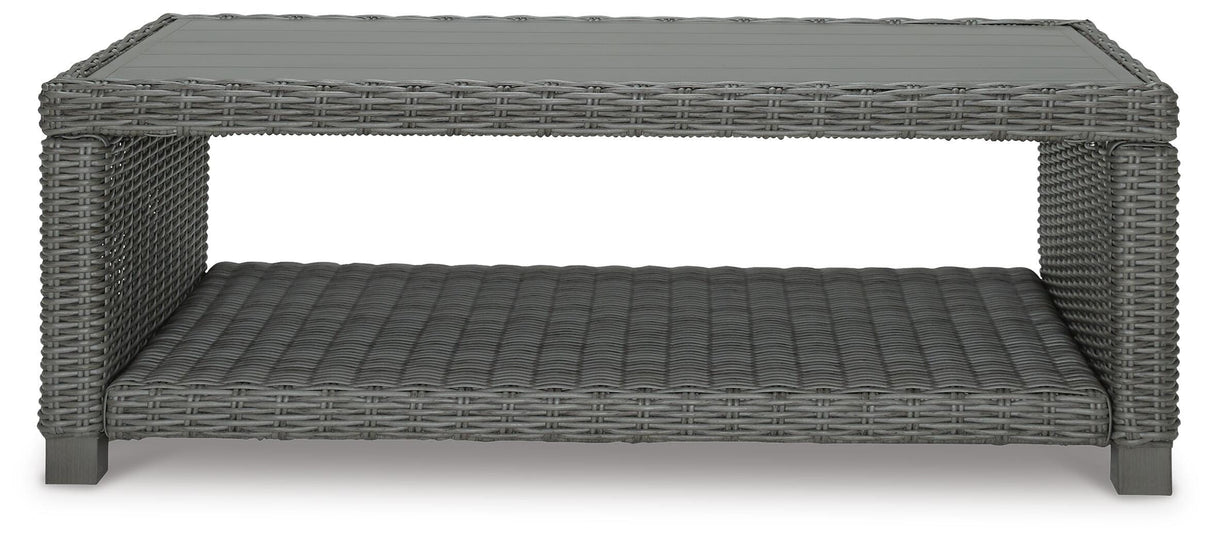 Elite Park Gray Outdoor Loveseat with Coffee Table from Ashley Furniture - Luna Furniture