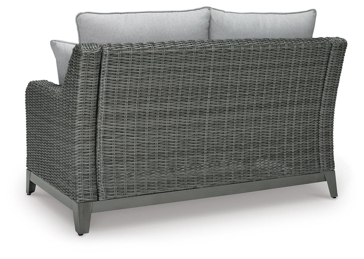 Elite Park Gray Outdoor Loveseat with Cushion from Ashley - Luna Furniture