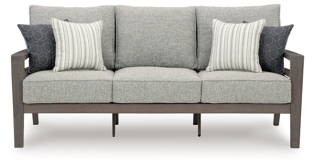 Hillside Barn Gray/Brown Outdoor Sofa with Cushion from Ashley Furniture - Luna Furniture