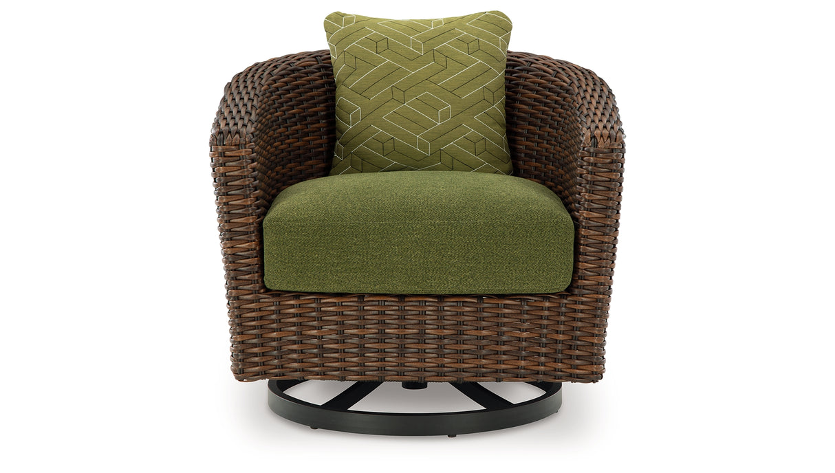 Horizon Hall Outdoor Sofa and 2 Chairs with Coffee Table in Brown/Green from Ashley - Luna Furniture