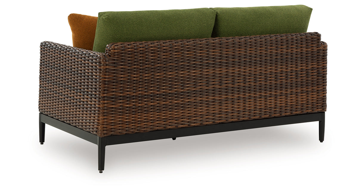 Horizon Hall Outdoor Sofa and Loveseat in Brown/Green from Ashley Furniture - Luna Furniture