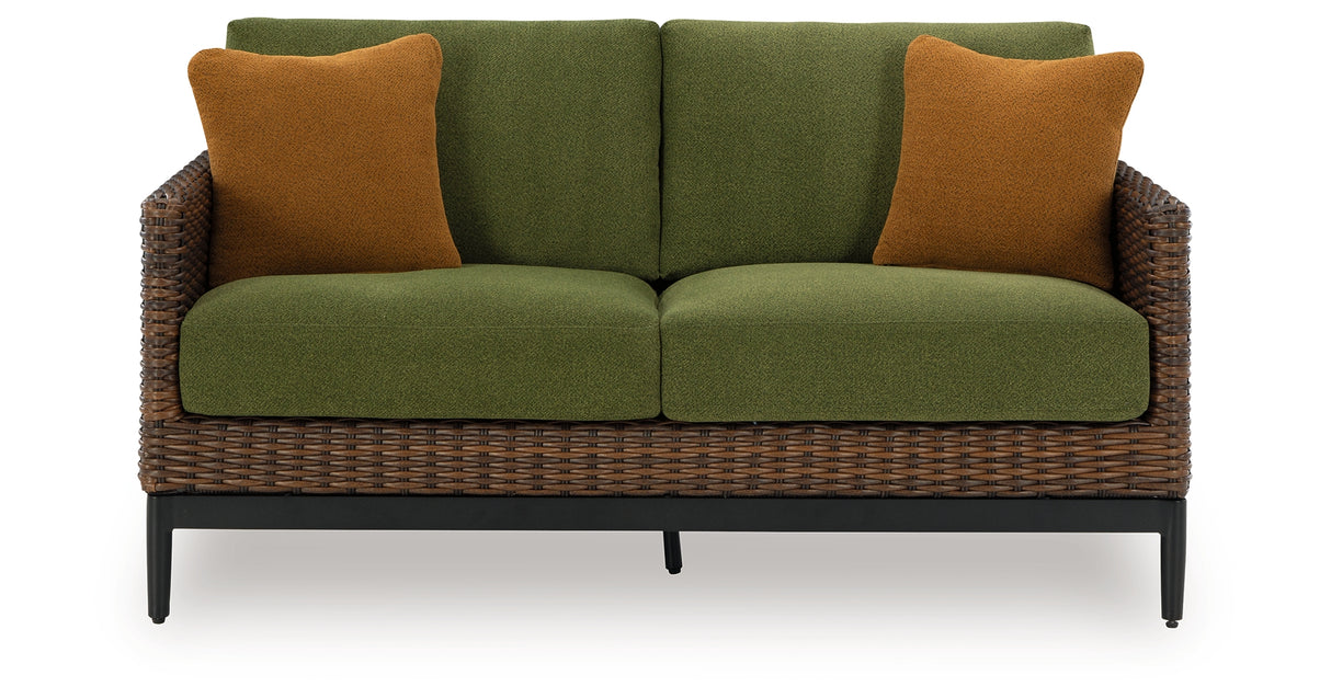 Horizon Hall Outdoor Sofa and Loveseat in Brown/Green from Ashley Furniture - Luna Furniture