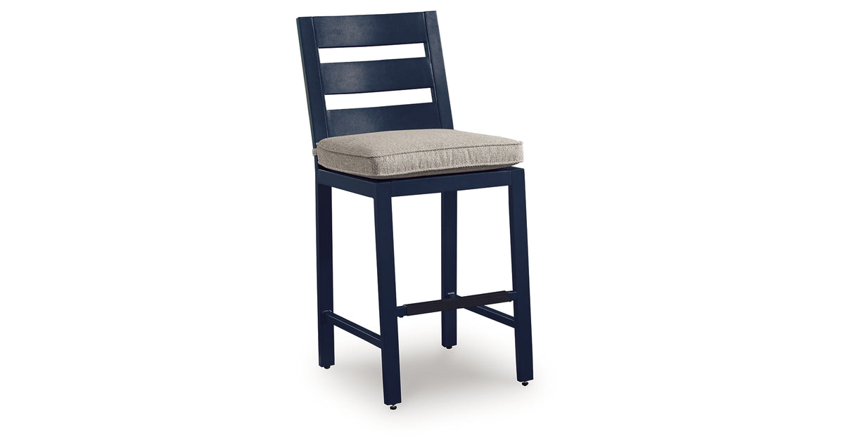 East Beach Blue Outdoor Counter Height Bar Stool (Set of 2) from Ashley Furniture - Luna Furniture