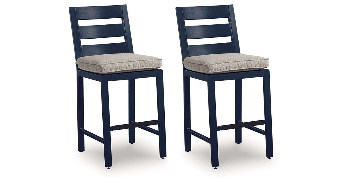East Beach Blue Outdoor Counter Height Bar Stool (Set of 2) from Ashley Furniture - Luna Furniture